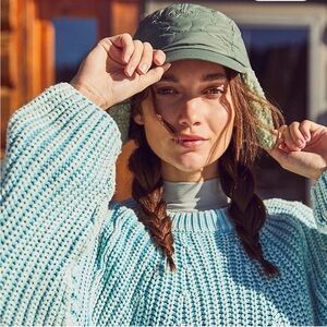 Free People Green Wildflower Trapper Quilted Hat